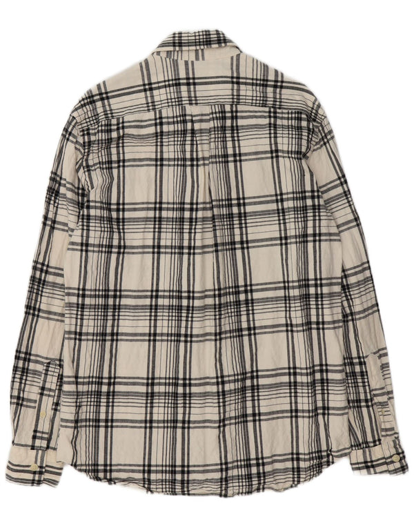 Zara Mens Relaxed Fit Flannel Shirt Medium Off White Check Cotton