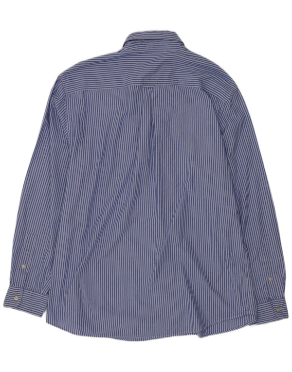 Chaps Mens Easy Care Shirt XL Blue Striped Cotton