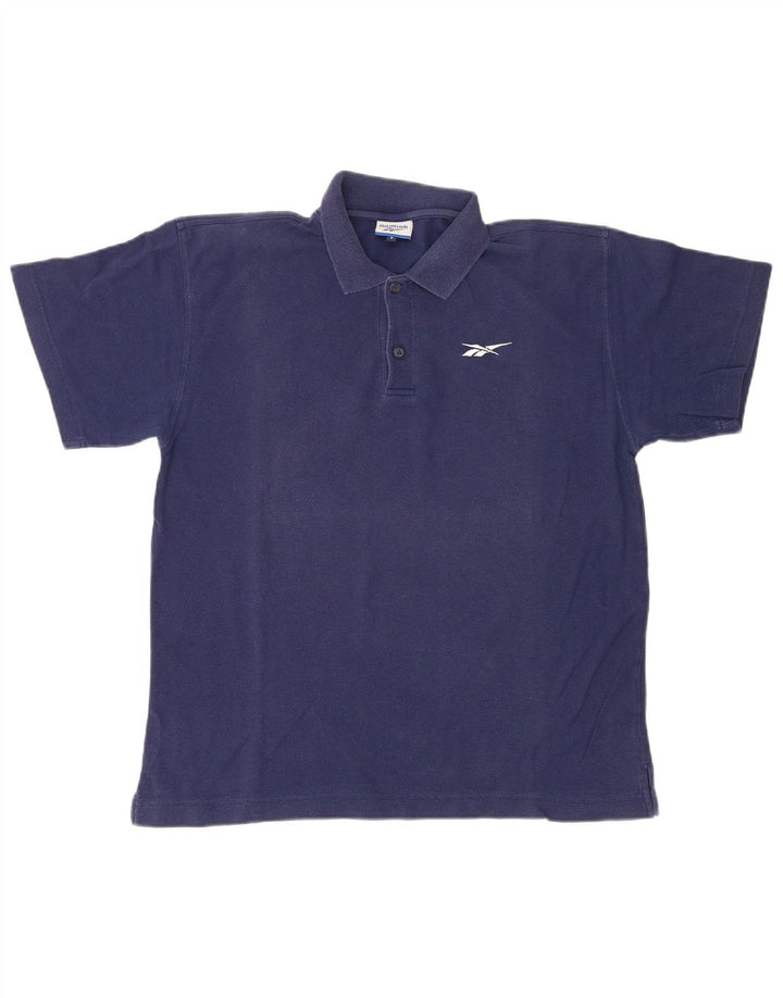 Reebok Mens Polo Shirt Medium Navy Blue Cotton