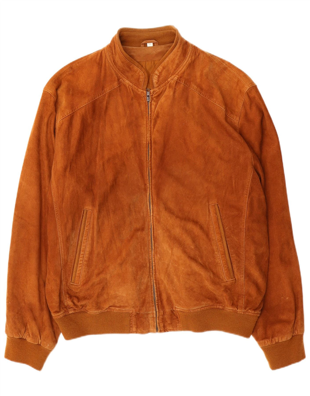 VINTAGE Mens Suede Bomber Jacket IT 54 2XL Beige Leather