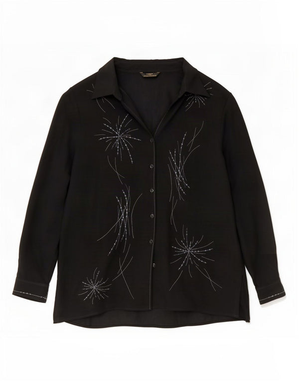 Marks & Spencer Womens St. Michael Graphic Shirt Blouse UK 14 Large Black