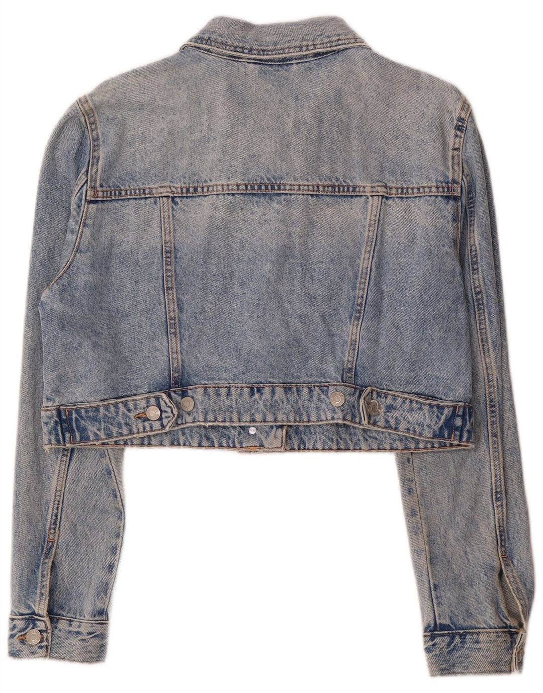 Zara Womens Crop Denim Jacket UK 16 Large Blue Cotton