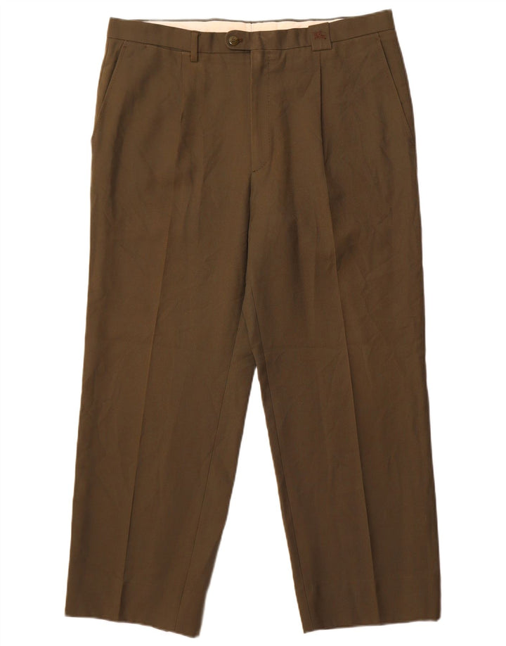 Burberrys Mens Straight Suit Trousers  W36 L27 Khaki Wool