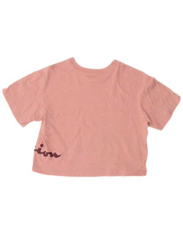 CHAMPION Womens Crop Graphic T-Shirt Top UK 6 XS Pink Cotton