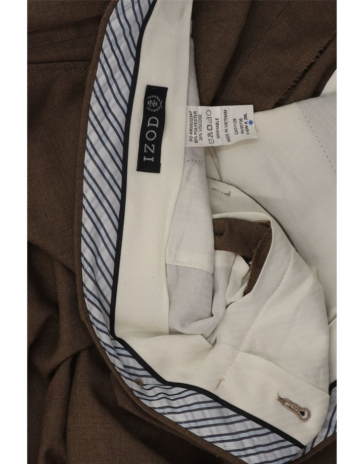 Izod Mens Straight Suit Trousers W40 L29 Brown Polyester