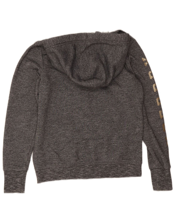 Superdry Womens Graphic Zip Hoodie Sweater UK 12 Medium Grey Flecked