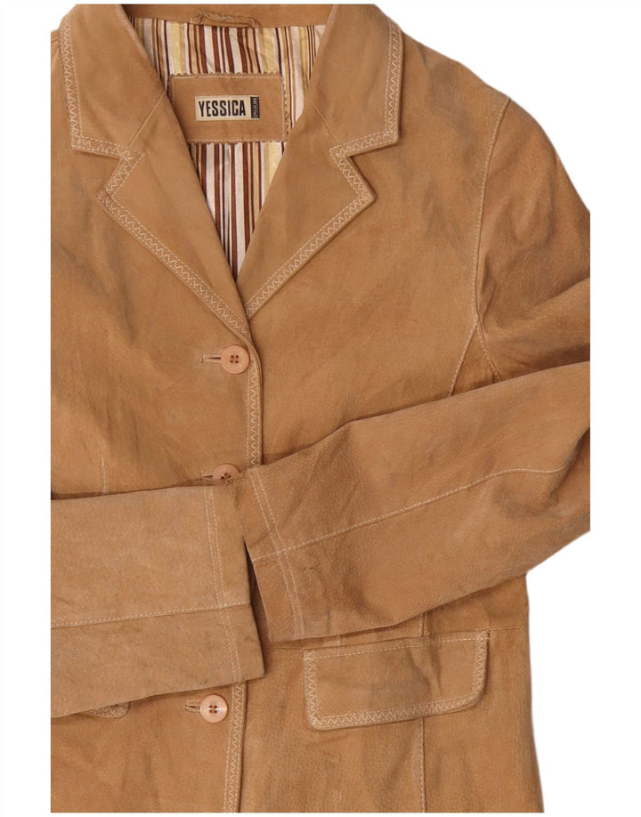 Yessica Womens 4 Button Suede Blazer Jacket UK 14 Medium Brown