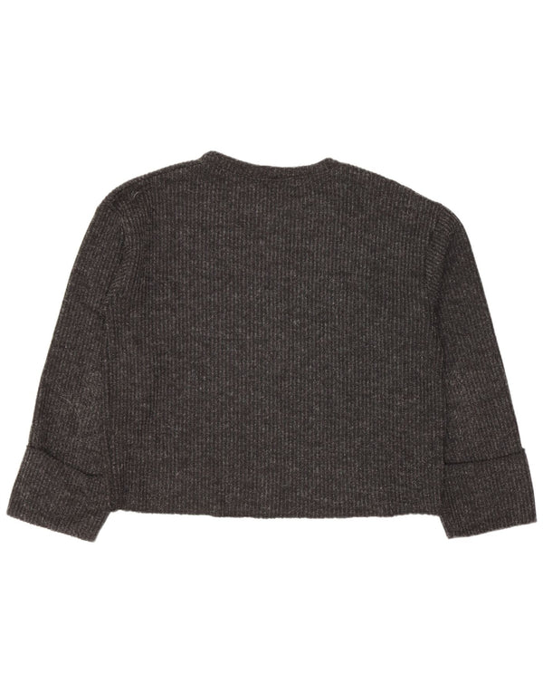 Zara Womens Crop Oversized Boat Neck Jumper Sweater UK 10 Small Black