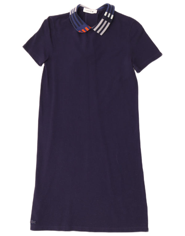 Lacoste Womens Polo Dress Size 36 Small Navy Blue Striped Cotton