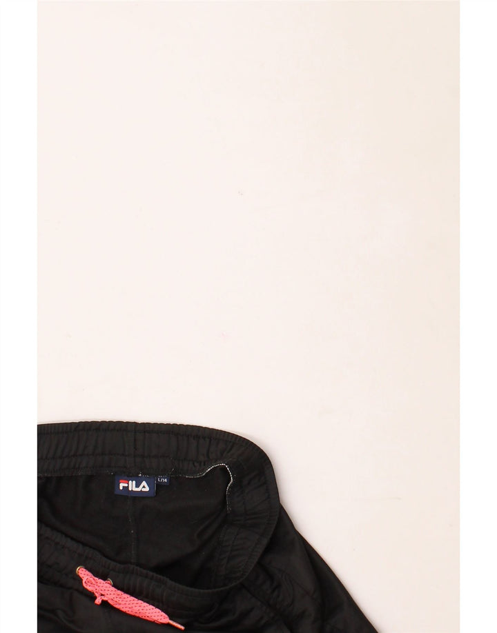 FILA Womens Tracksuit Trousers Joggers UK 14 Large  Black Polyester Vintage Fila and Second-Hand Fila from Messina Hembry 