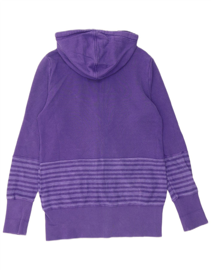 ADIDAS Womens Zip Hoodie Sweater EU 38 Medium Purple Striped Cotton