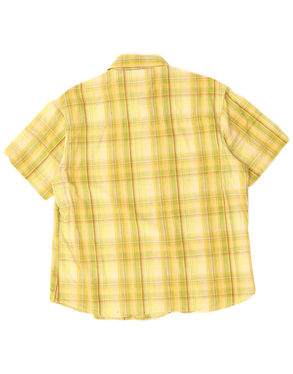 JACK WOLFSKIN Mens Short Sleeve Shirt Medium Yellow Check Cotton