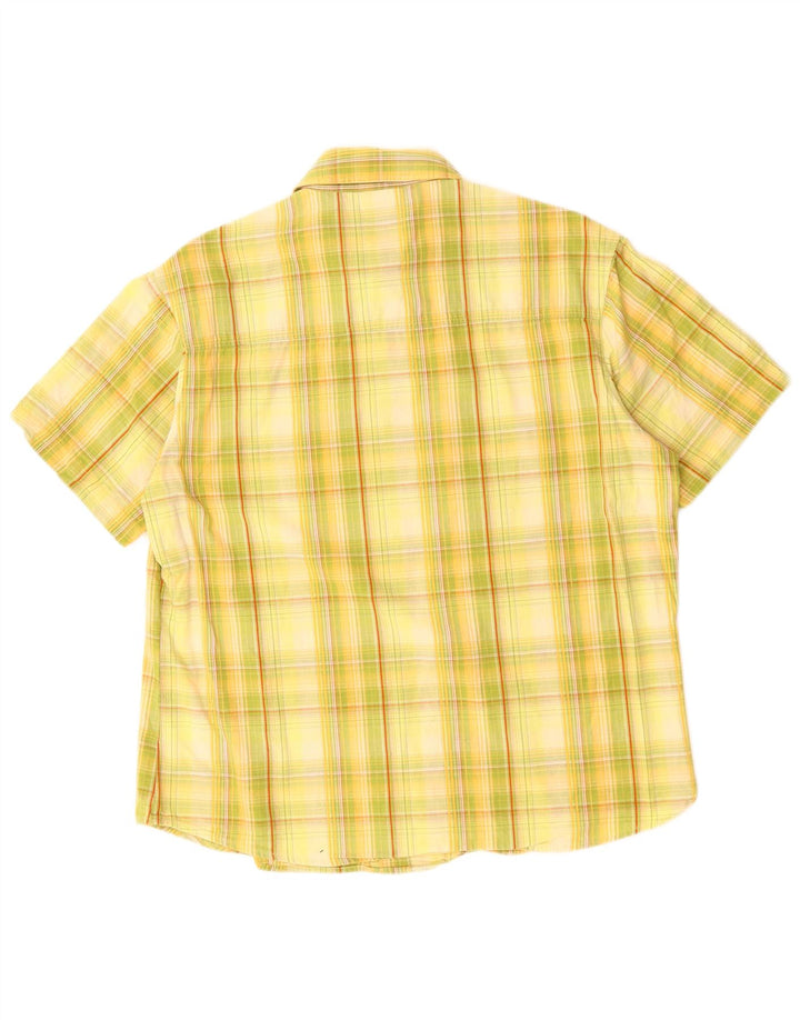 JACK WOLFSKIN Mens Short Sleeve Shirt Medium Yellow Check Cotton