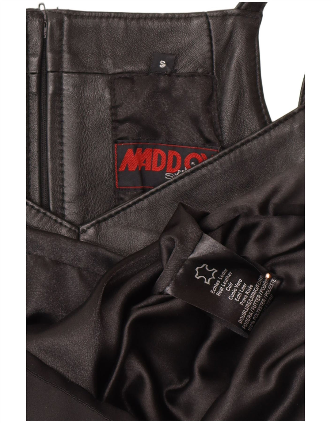 MADDOX Womens Sleeveless Leather Sheath Dress UK 10 Small Black Leather