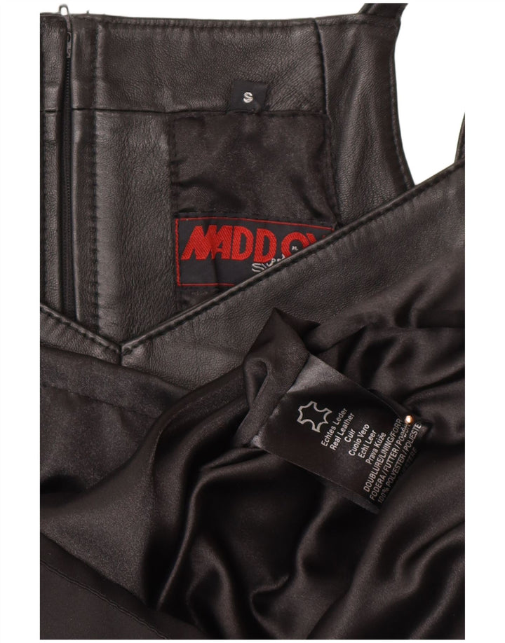 MADDOX Womens Sleeveless Leather Sheath Dress UK 10 Small Black Leather