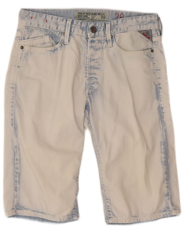 Replay Mens Acid Wash Denim Bermuda Shorts W28 Medium Blue Cotton