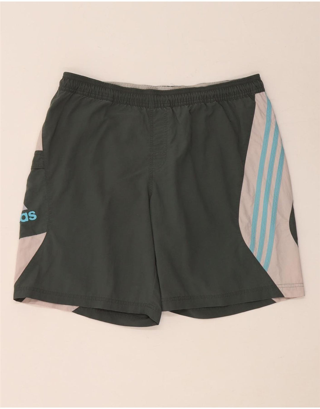 ADIDAS Mens Graphic Sport Shorts Medium  Khaki Colourblock Polyamide