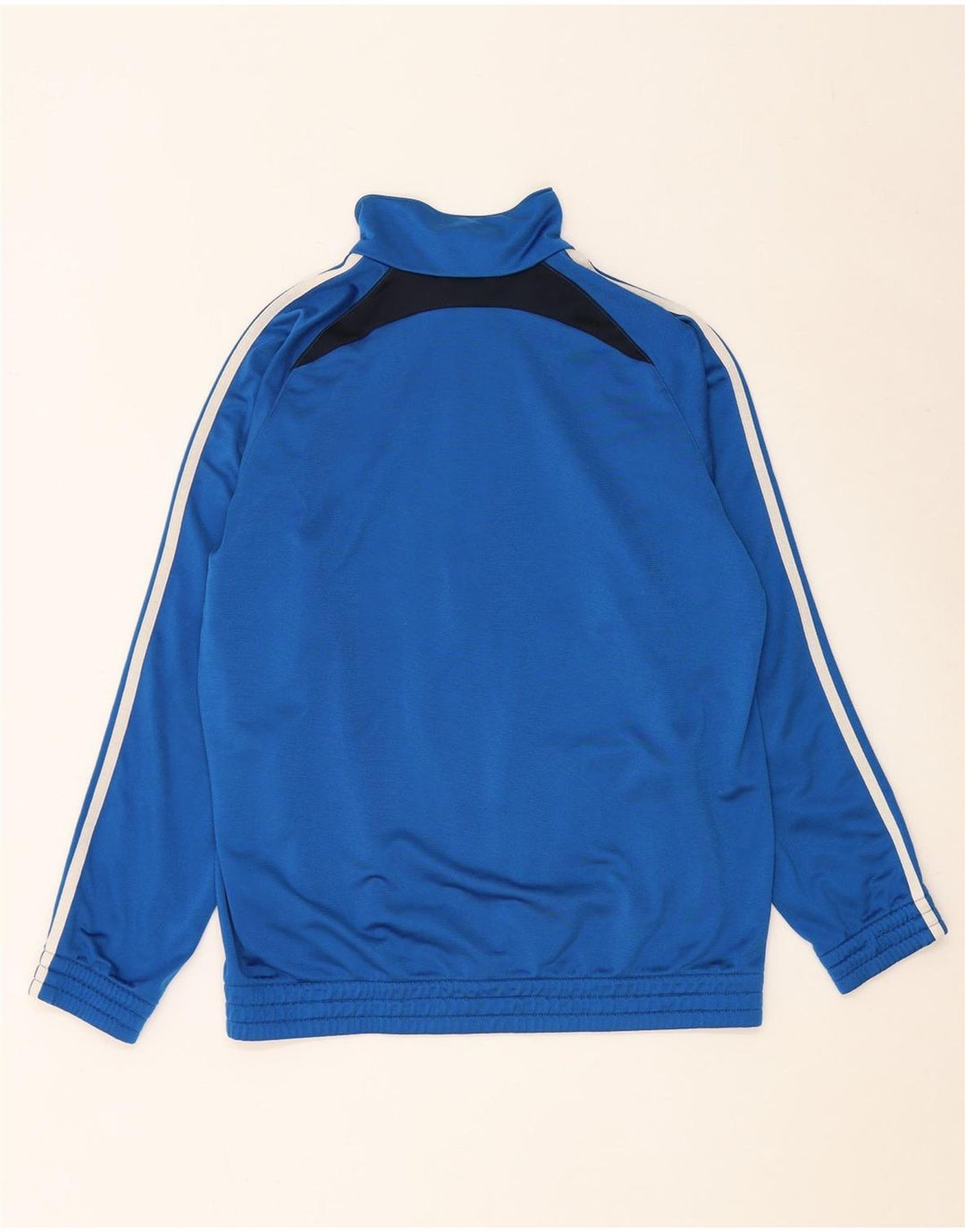 ADIDAS Boys Tracksuit Top Jacket 15-16 Years Blue Colourblock Polyester