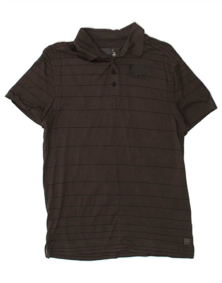 G-STAR Mens Polo Shirt Large Grey Striped Cotton Vintage G-Star and Second-Hand G-Star from Messina Hembry 