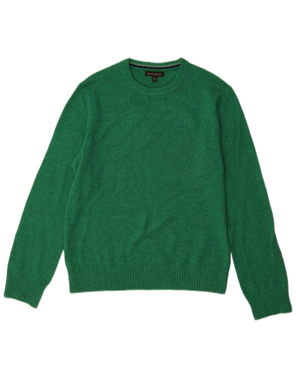 BANANA REPUBLIC Womens Crop Crew Neck Jumper Sweater UK 14 Medium Green