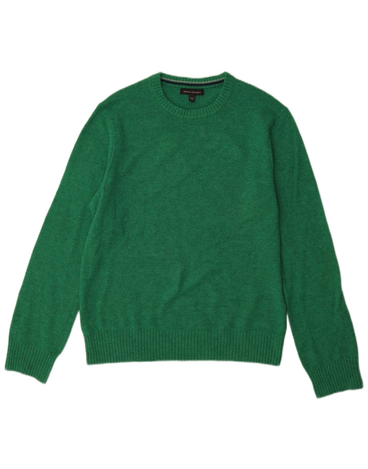 BANANA REPUBLIC Womens Crop Crew Neck Jumper Sweater UK 14 Medium Green