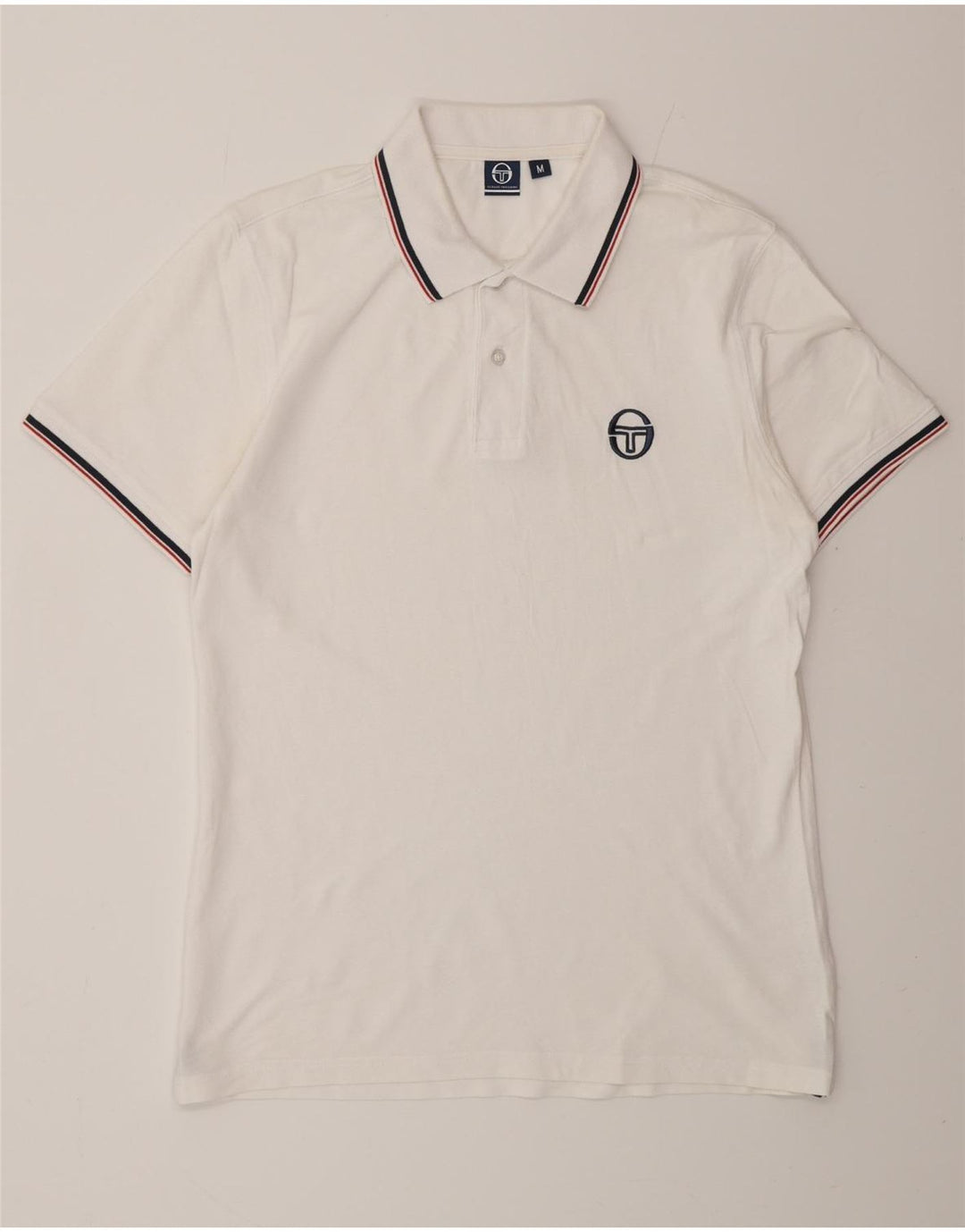 SERGIO TACCHINI Mens Polo Shirt Medium White Cotton