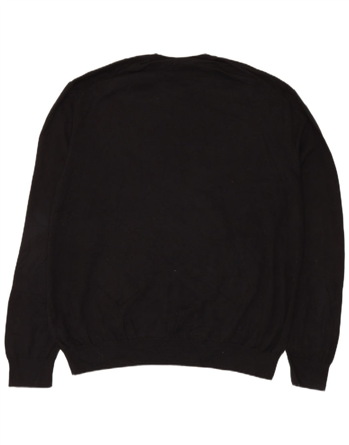 Marks & Spencer Mens Crew Neck Jumper Sweater 4XL Black Cotton
