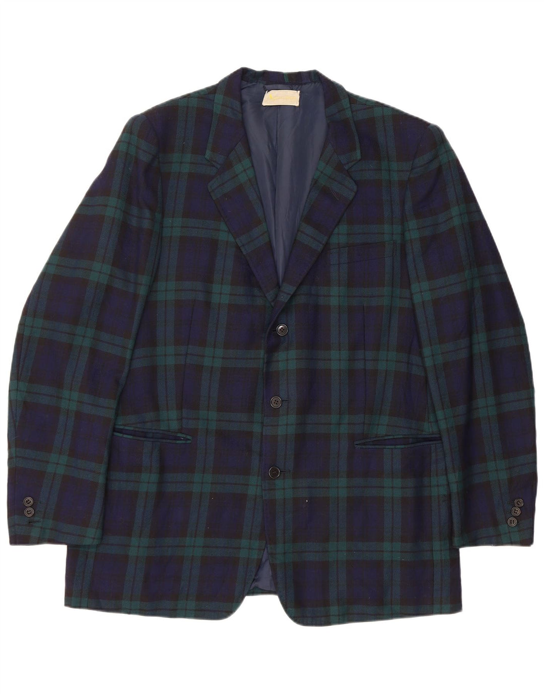 AQUASCUTUM Mens 3 Button Blazer Jacket UK 40 Large Navy Blue Check