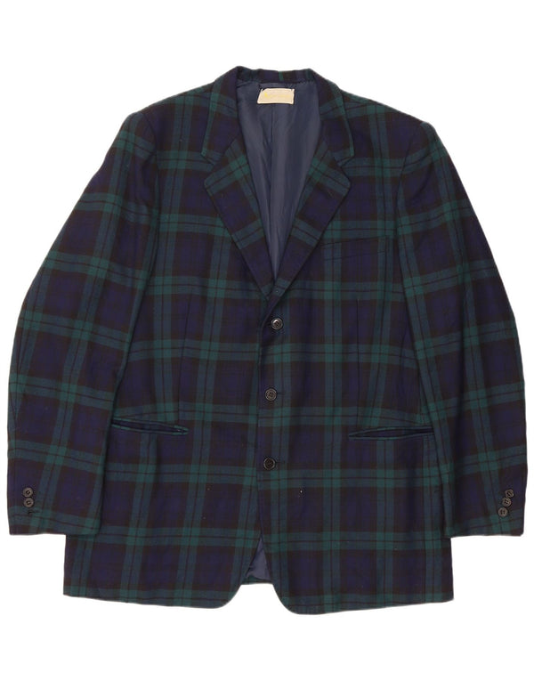 AQUASCUTUM Mens 3 Button Blazer Jacket UK 40 Large Navy Blue Check