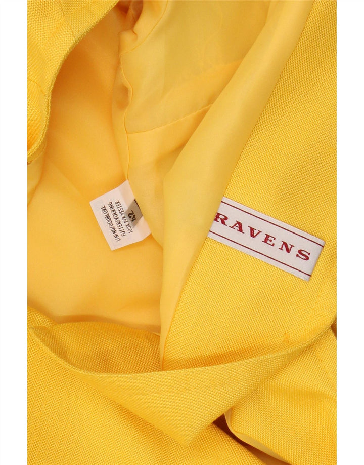 RAVENS Womens Crop 1 Button Blazer Jacket IT 42 Medium Yellow Polyester