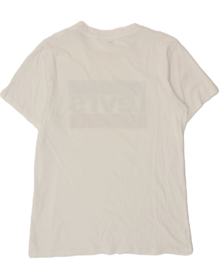 LEVI'S Mens Graphic T-Shirt Top Medium White Vintage Levi's and Second-Hand Levi's from Messina Hembry 
