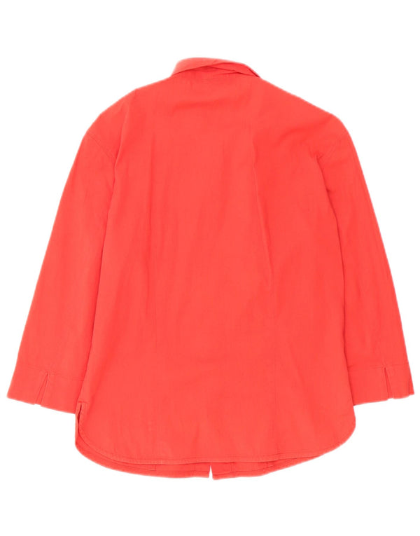 Calvin Klein Jeans Womens 3/4 Sleeve Shirt UK 10 Small Red Cotton