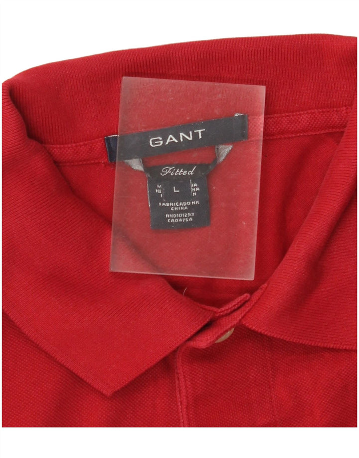 GANT Mens Fitted Polo Shirt Large Red Cotton