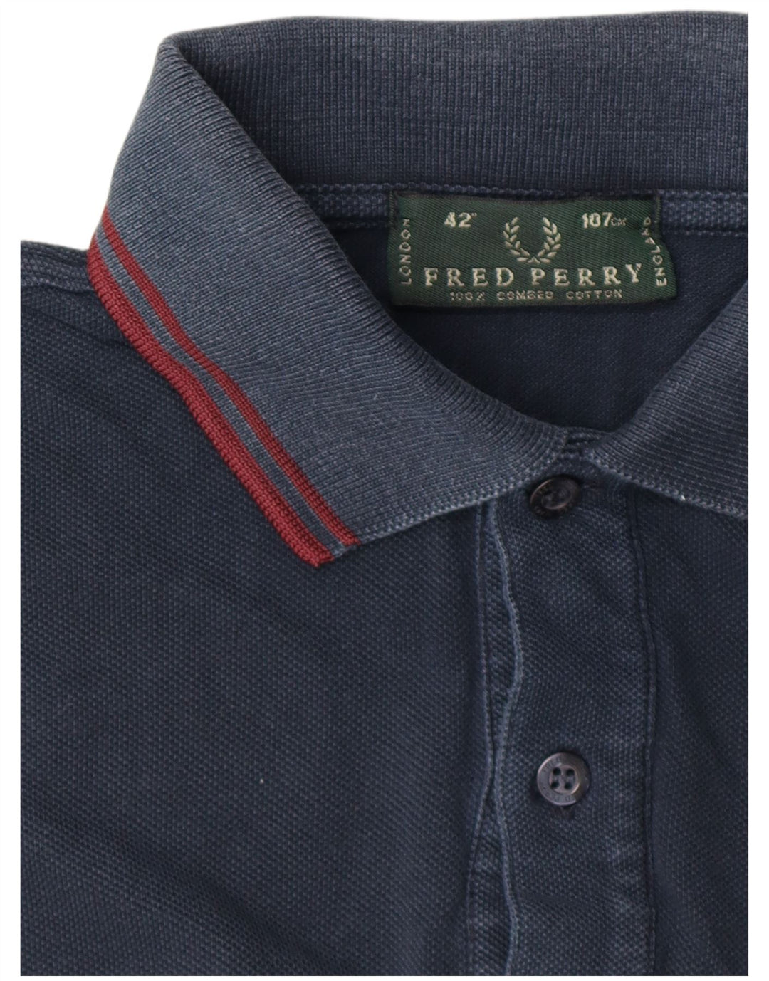 Fred Perry Mens Long Sleeve Polo Shirt Medium Navy Blue Cotton