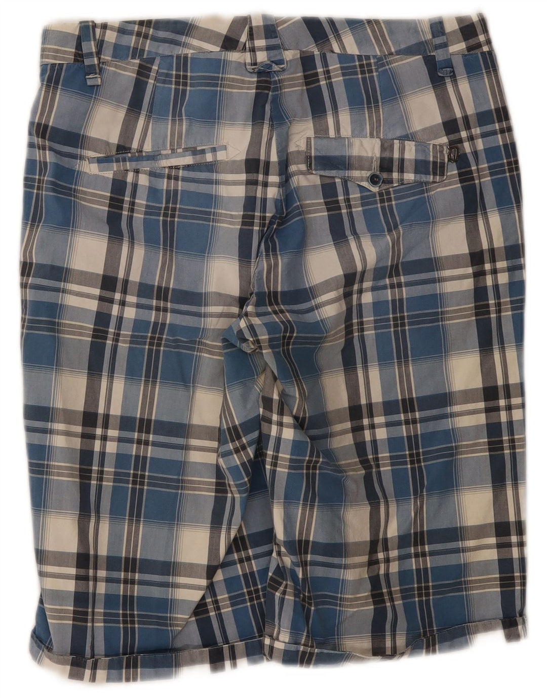 Dondup Mens Chino Shorts W33 Medium Blue Check