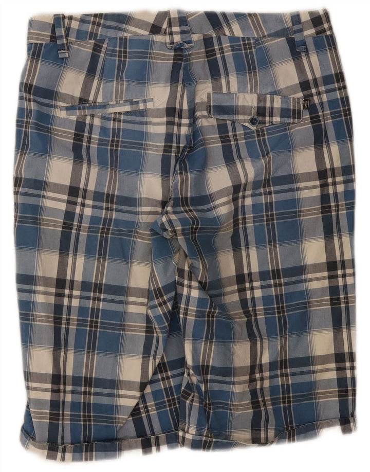 Dondup Mens Chino Shorts W33 Medium Blue Check
