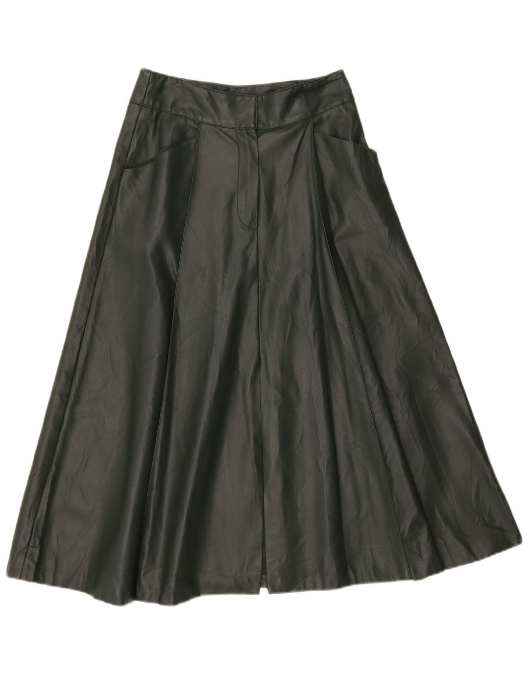ZARA Womens Faux Leather Flared Skirt Medium W28  Green