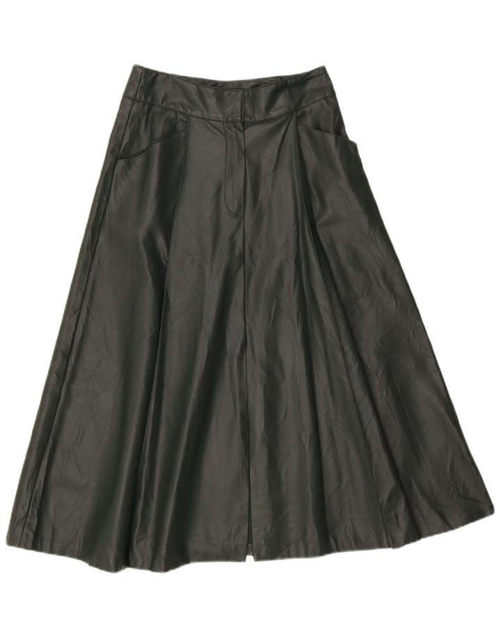 ZARA Womens Faux Leather Flared Skirt Medium W28  Green