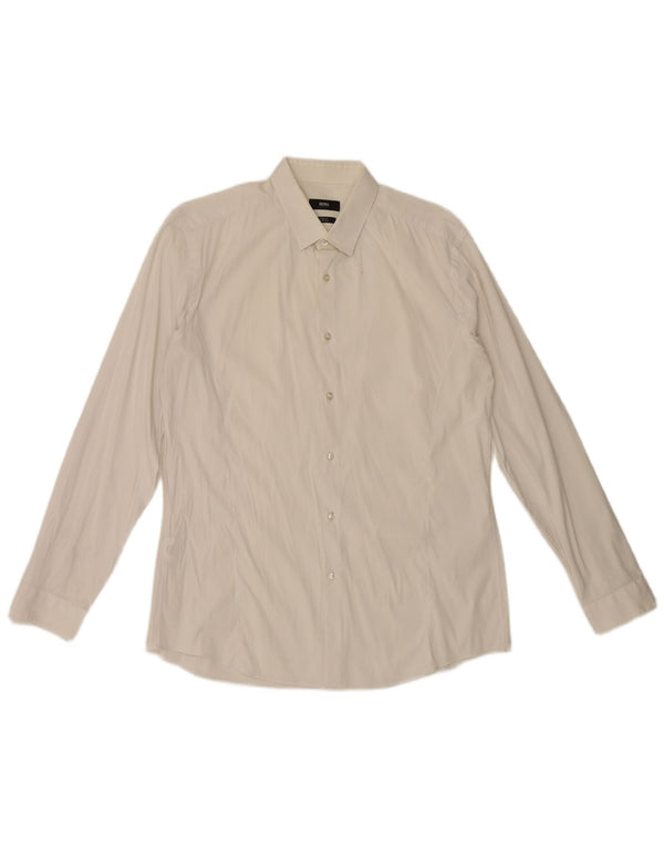 Hugo Boss Mens Slim Fit Shirt Size 42 Large White Cotton