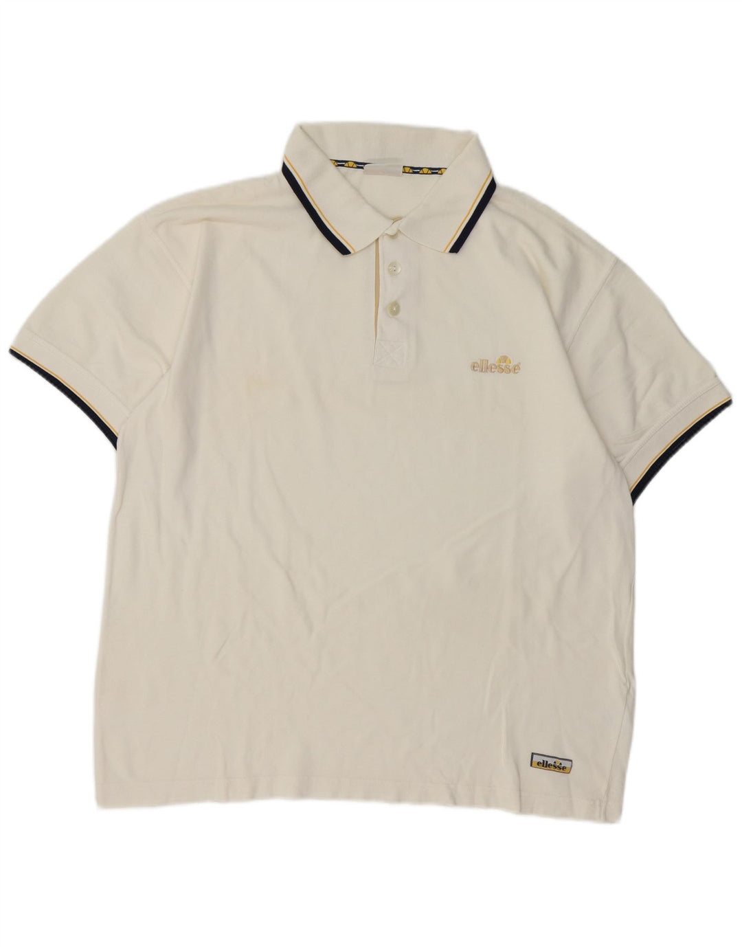 Ellesse Mens Polo Shirt Large White Cotton
