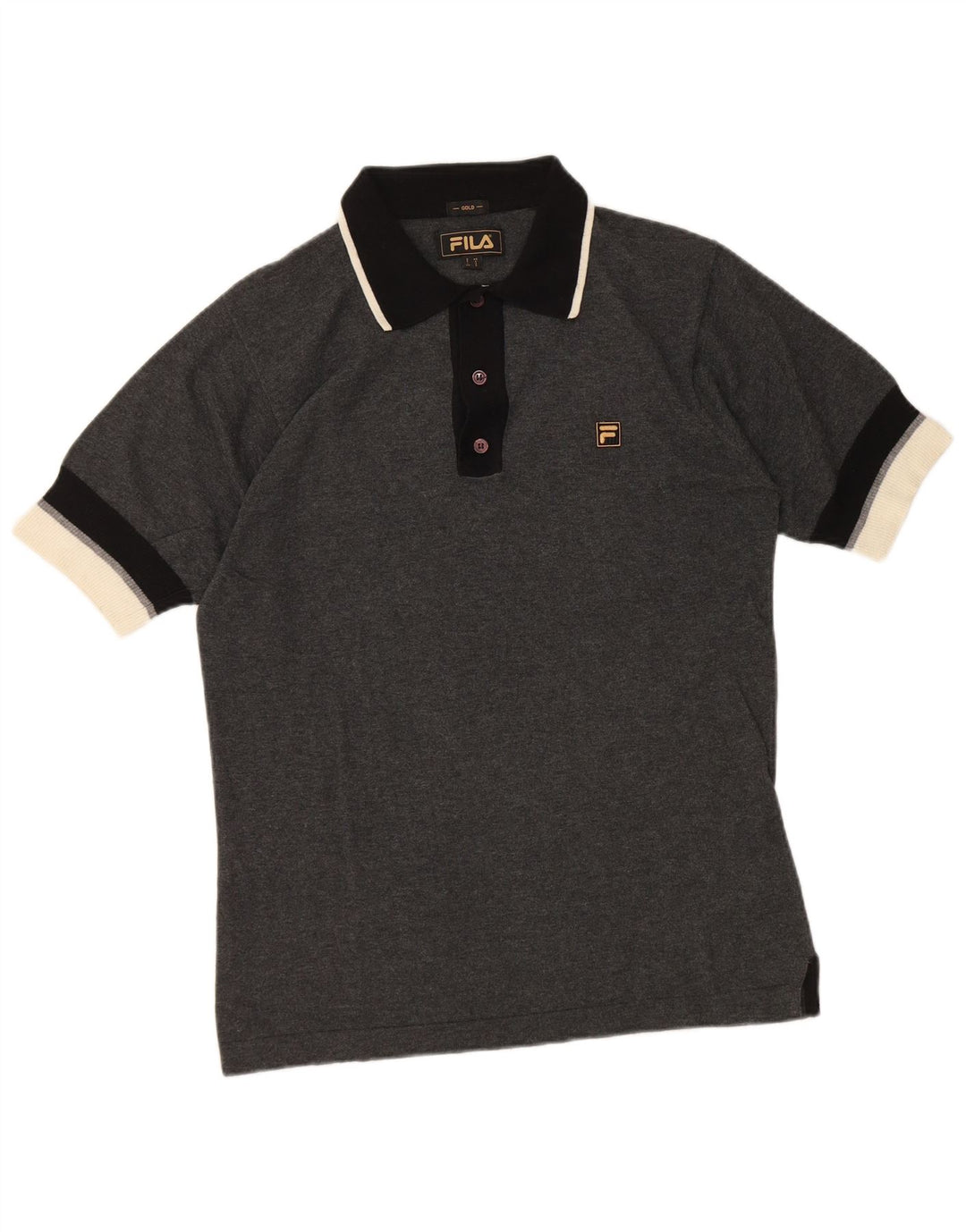 Fila Mens Polo Shirt Small Grey Colourblock Cotton