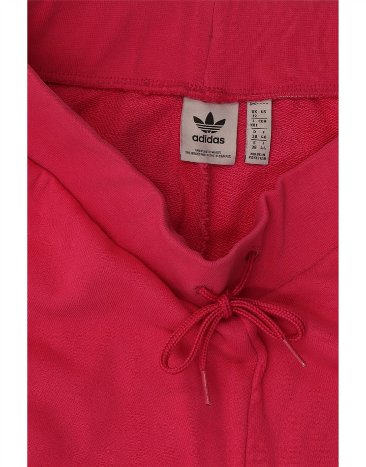 ADIDAS Womens Tracksuit Trousers Joggers UK 12 Medium Pink Cotton