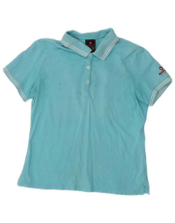 Murphy & Nye Womens Polo Shirt UK 12 Medium Blue Striped Cotton