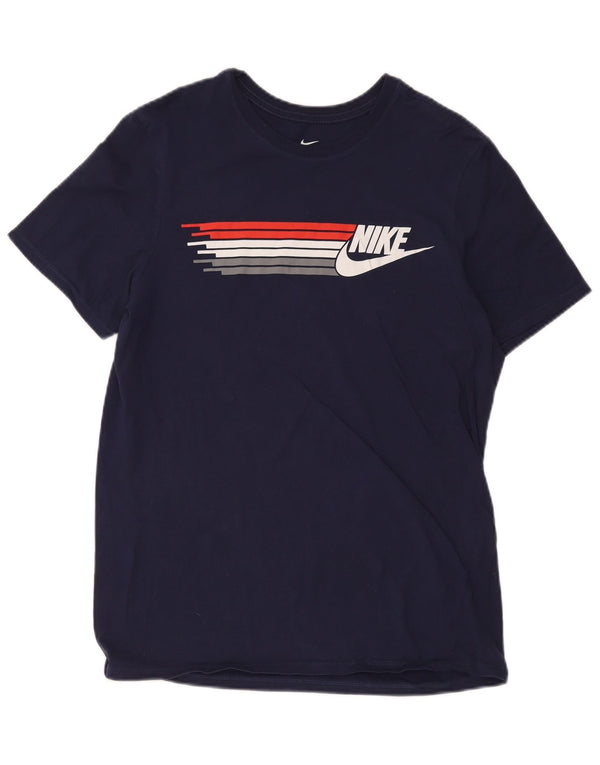 Nike Mens Athletic Cut Graphic T-Shirt Top Medium Navy Blue
