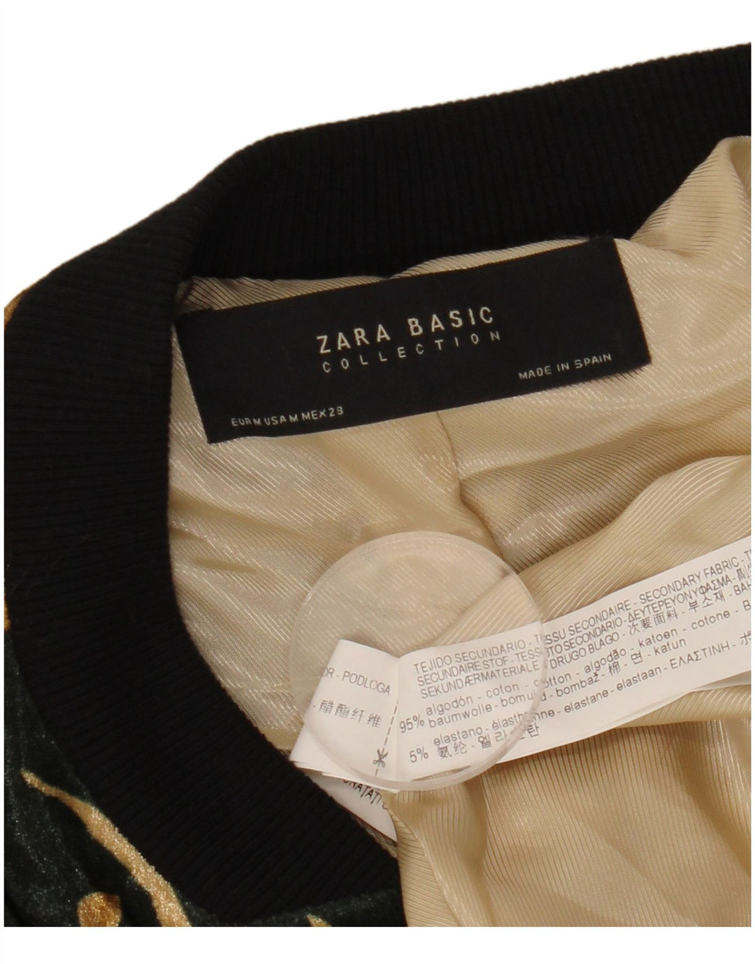 ZARA Womens Bomber Jacket UK 14 Medium Green Floral Cotton