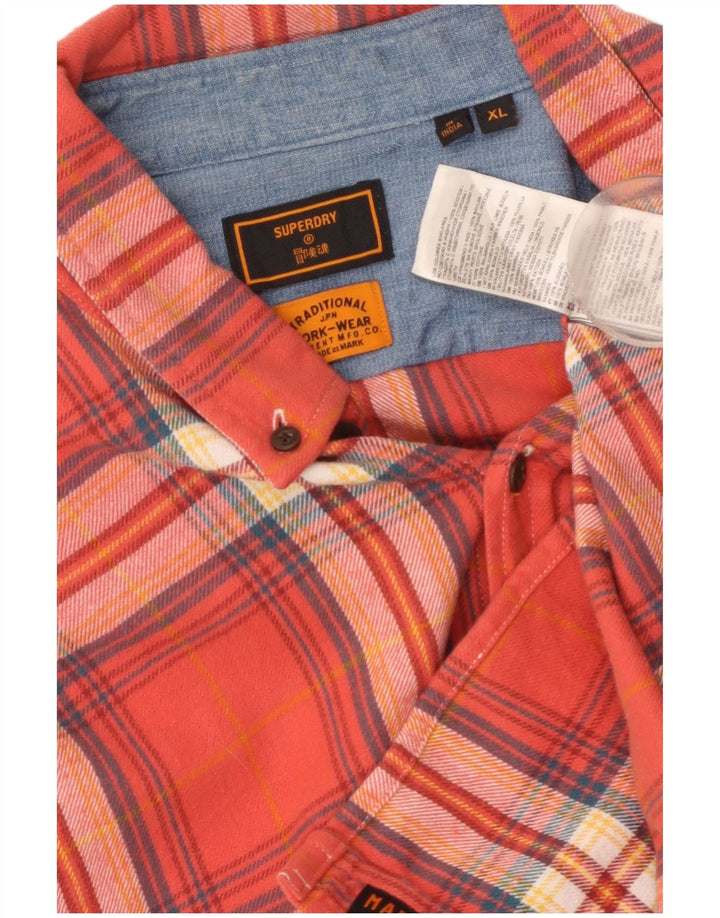 Superdry Mens Flannel Shirt XL Red Check Cotton