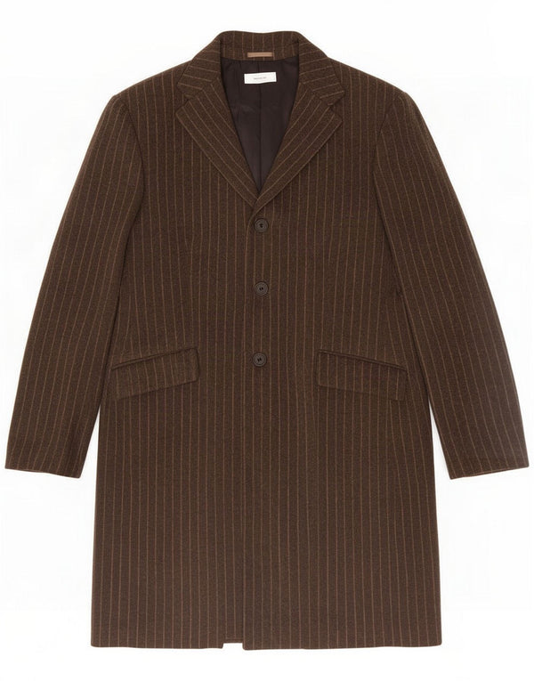 Sirmoney Mens Longline 3 Button Blazer Jacket IT 56 3XL Brown Pinstripe