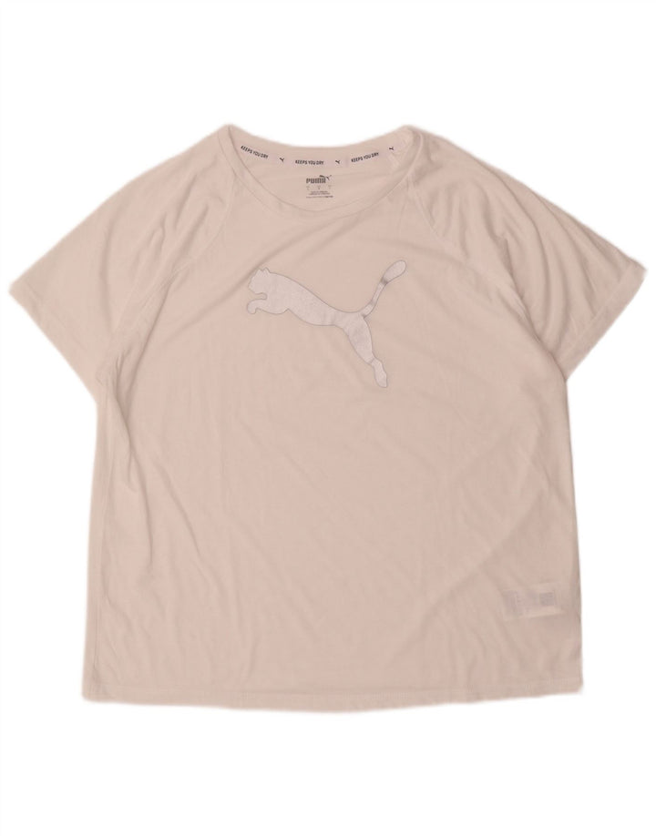 Puma Mens Graphic T-Shirt Top Large White Polyester