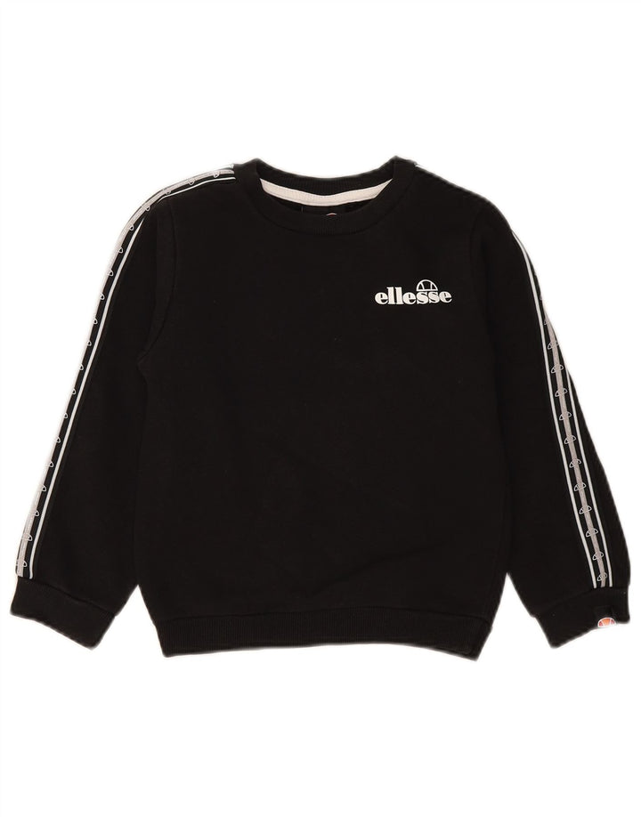 ELLESSE Boys Graphic Sweatshirt Jumper 5-6 Years Black Cotton