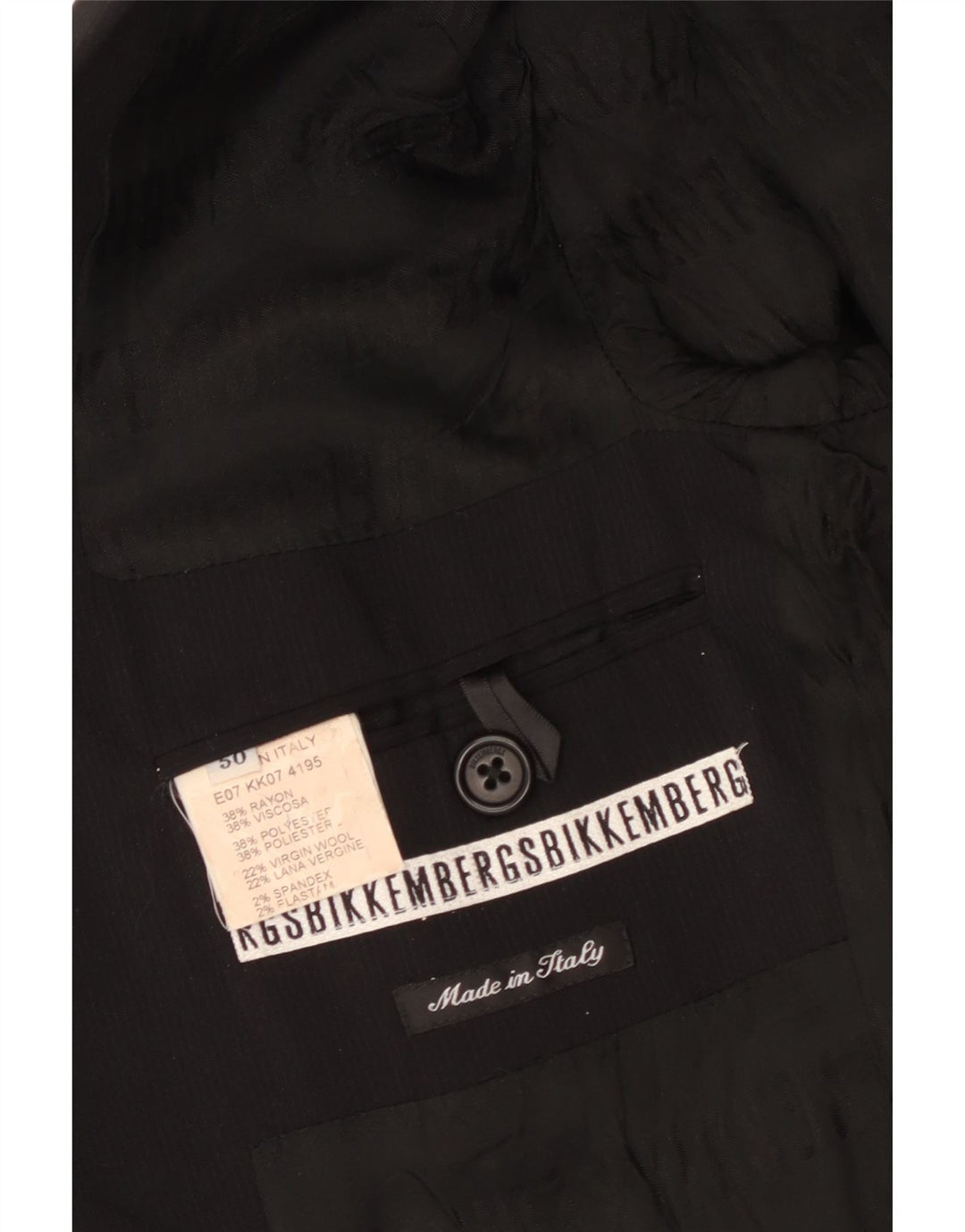 BIKKEMBERGS Mens 2 Button Blazer Jacket IT 50 Large Black Viscose